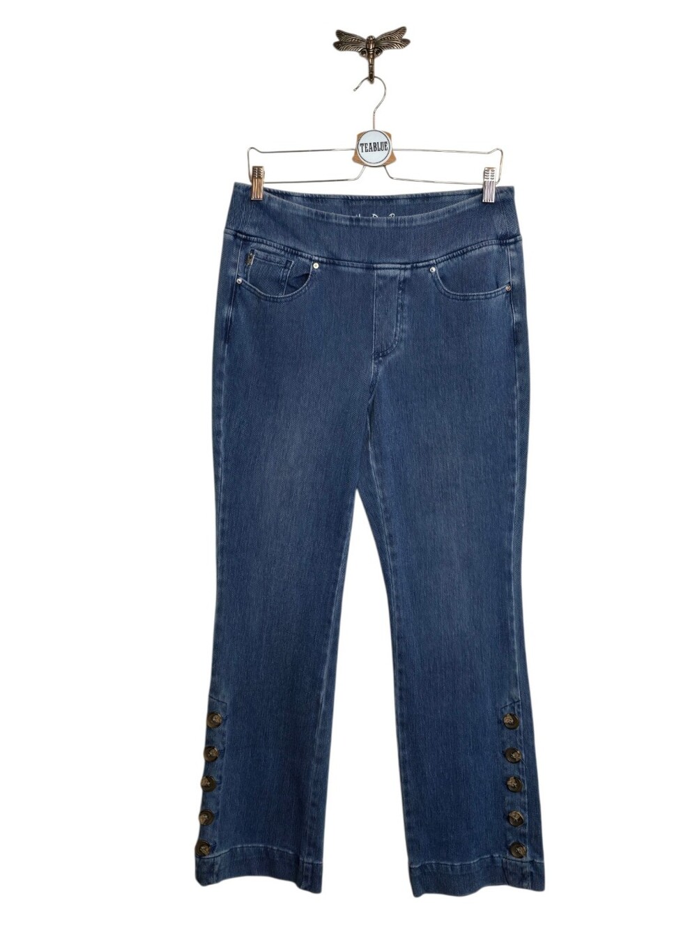 Belle by Kim Gravel Flexibelle Flare Jean with Horn Buttons 12 - Picture 2 of 15